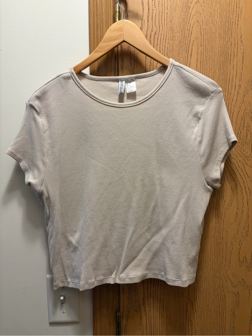 Divided Short Sleeve Crewneck Tee - Light Beige